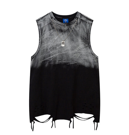 Tie-Dye Distressed Chain Tank