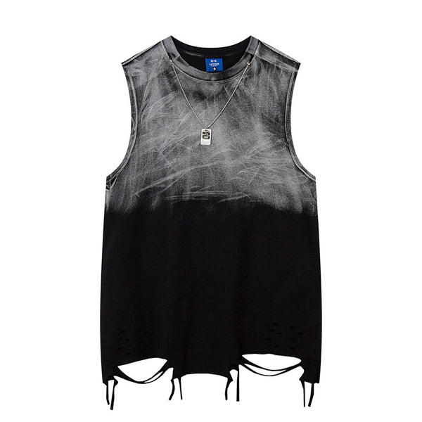 Tie-Dye Distressed Chain Tank