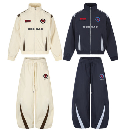 Embroidered Patchwork Track Set
