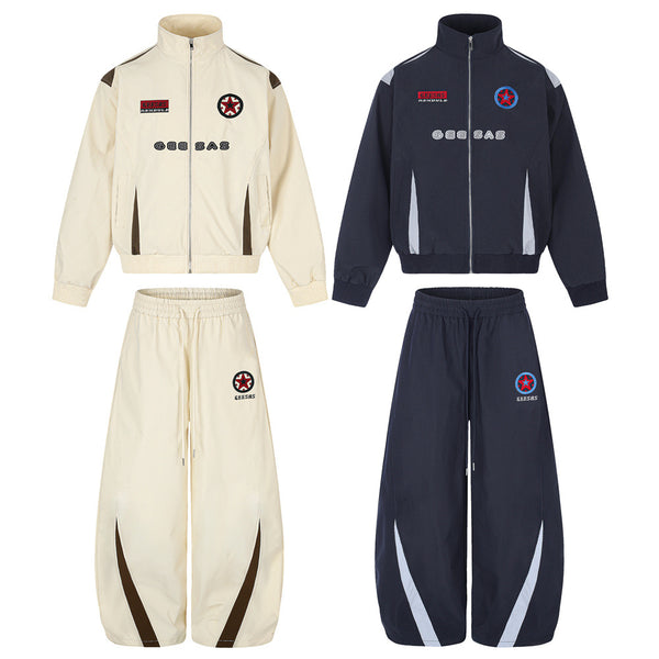 Embroidered Patchwork Track Set