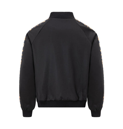 Leopard Panel Embroidered Baseball Jacket