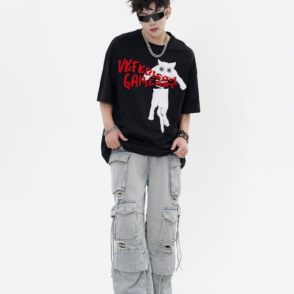 Cat Towel Embroidered Tee
