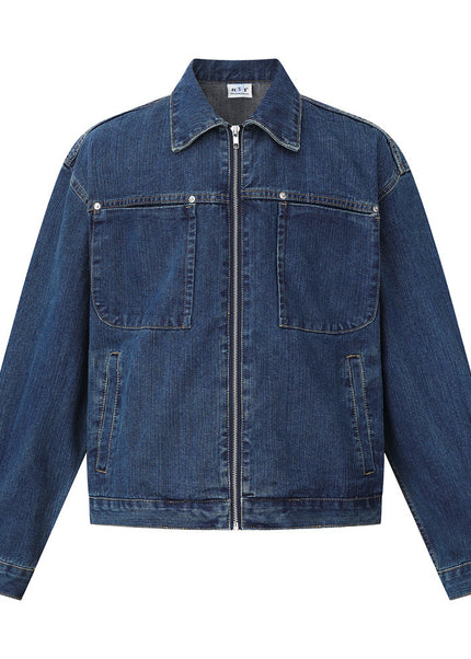 Multi-Pocket Vintage Denim Jacket