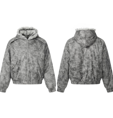 Tie-Dye Faux-Fur Hooded Jacket