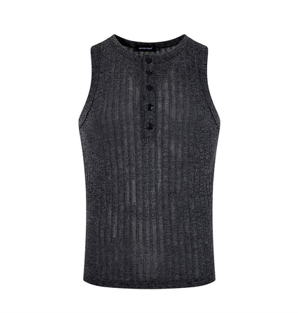 Ribbed Henley Knit Tank