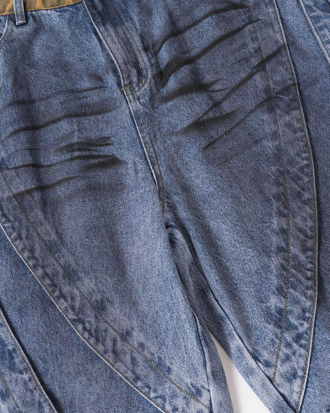 Jiayiku's 2026 new high street American retro wasteland feng shui washed stained denim shorts deconstruct cropped pants for men