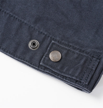 Contrast-Collar Canvas Work Jacket