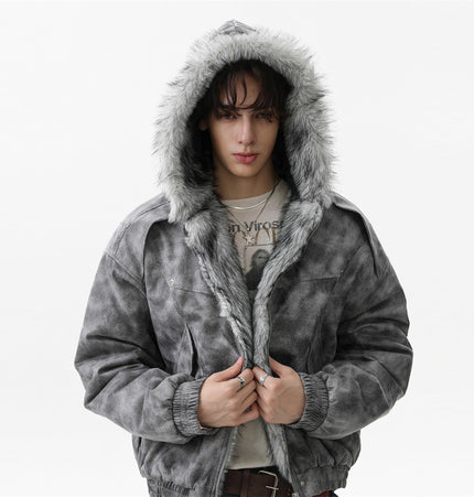 Tie-Dye Faux-Fur Hooded Jacket