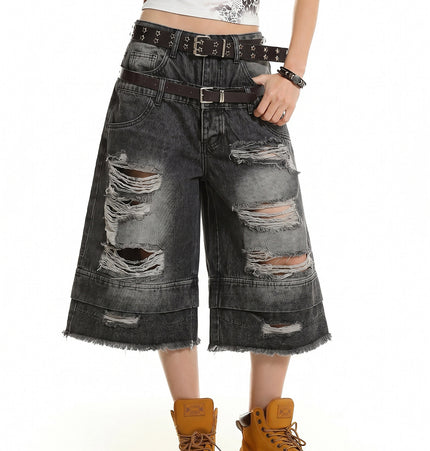 Double Waist Cropped Jeans