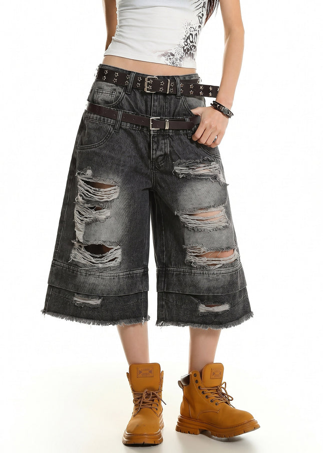 Double Waist Cropped Jeans