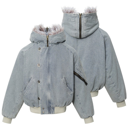 Washed Hooded Denim Jacket