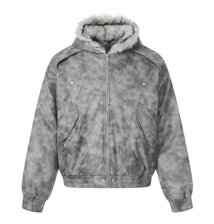 Tie-Dye Faux-Fur Hooded Jacket