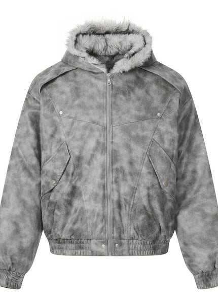 Tie-Dye Faux-Fur Hooded Jacket