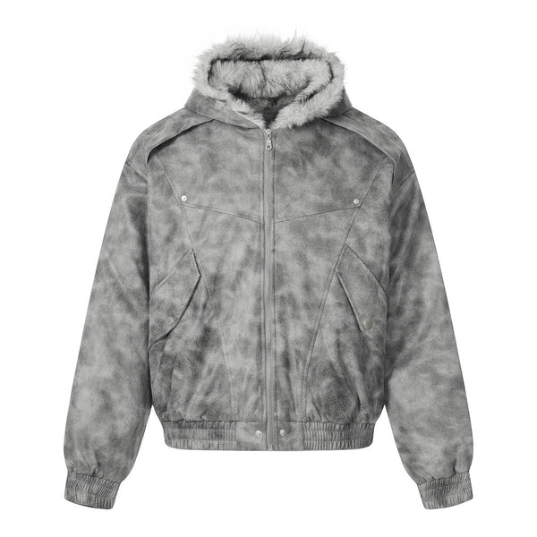 Tie-Dye Faux-Fur Hooded Jacket