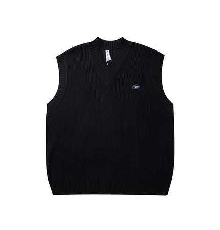 Minimal V-Neck Knit Sweater Vest
