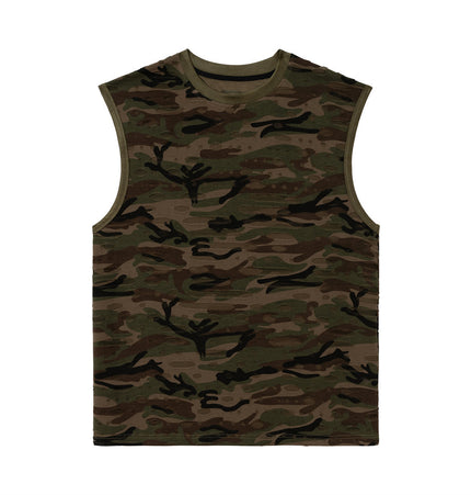 Distressed Camo Wide-Shoulder Tank