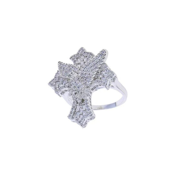 The new dove of peace cross full of diamond rings, hip hop tide men's and women's ins, light luxury design, high-end sense of versatile rings