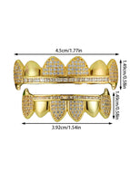 8 tooth gold full diamond micro-set fangs