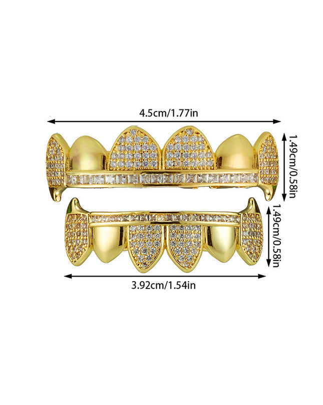 14K Gold-Plated 10-Tooth Grillz Set