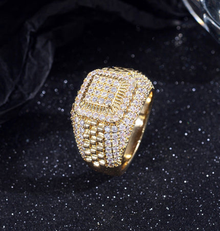 European and American hip-hop slightly set with zircon and full diamonds, high-street trendy rap ring, GAO level versatile ring, personalized ring