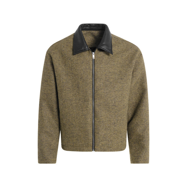 Colour-Block PU Leather Jacket