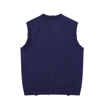 Cartoon Embroidered V-Neck Sweater Vest