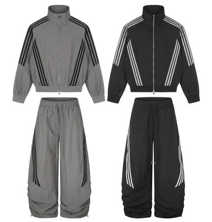 Pleated Three-Stripe Track Set