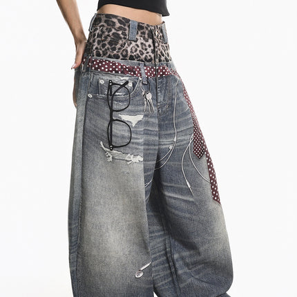 Leopard  Two-Piece Jeans