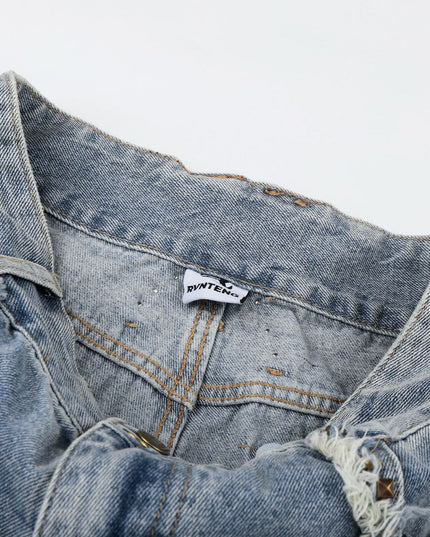 Jiayiku 2026 new arrival American high street RO style heavy washed workwear personalized jeans loose wide-leg trousers