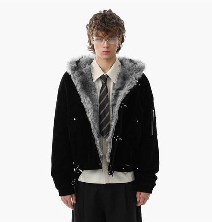 Faux-Fur Hooded Flight Jacket