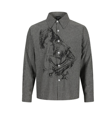 Magic Bear 2026 New Korean Old Money Style Niche Design Striped Shirt Men's INS Trendy Tough Shirt