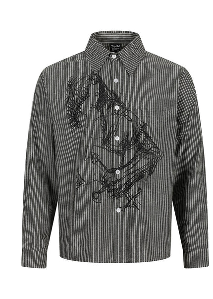Magic Bear 2026 New Korean Old Money Style Niche Design Striped Shirt Men's INS Trendy Tough Shirt