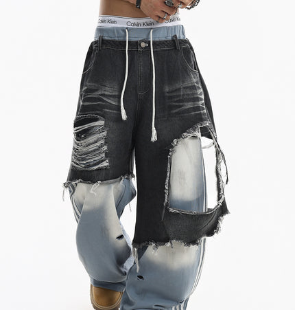 Ripped Striped Jeans