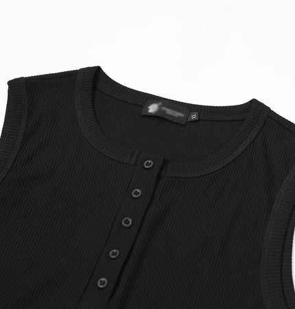 Ribbed Half-Button Tank