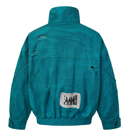 Tie-Dye Distressed Canvas Jacket