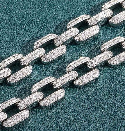 Copper gold-plated full diamond Cuban bracelet men's and women's hip-hopEuropean and American trendy simple squares men's bracelets accessories set hand accessories