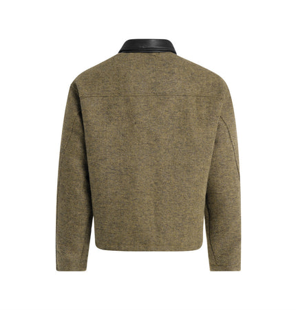 Colour-Block PU Leather Jacket