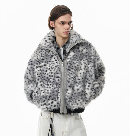 Leopard Faux-Fur Collar Jacket