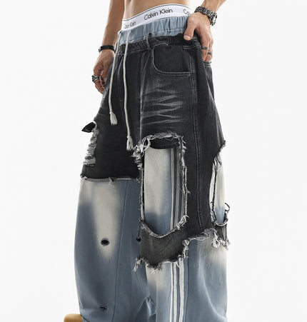 Ripped Striped Jeans