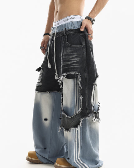 Ripped Striped Jeans