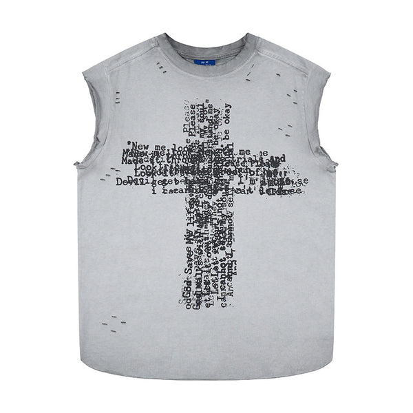 Washed Cross Distressed Tank — 2