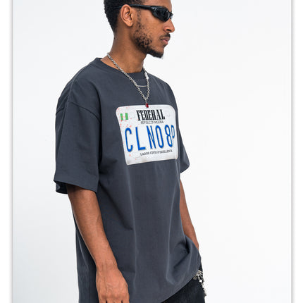 ONSEVENINE American street small neckline 280g heavy cotton short sleeve T-shirt for men and women summer loose hip hop