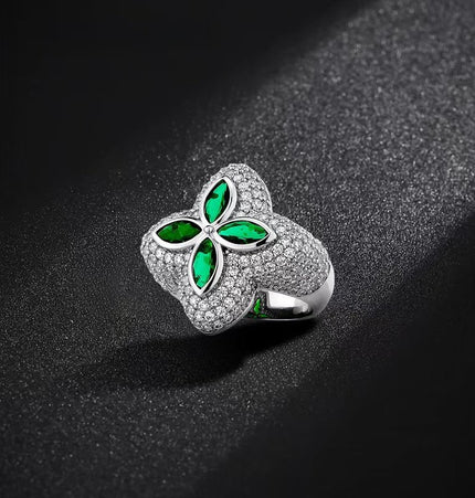 Four-leaf clover diamond ring, men's fashion brand, high-end sense handsome, original design, trendy, light luxury, niche American ring