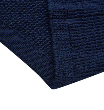 10-Size Jacquard V-neck Knit Polo Shirt Short Sleeve T-Shirt Men's Summer Hollow Mesh Breathable Jersey Sports Casual