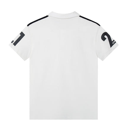 European and American letter print sport-casual men's polo shirt, summer top, INS trendy lapel short-sleeve T-shirt, pure cotton