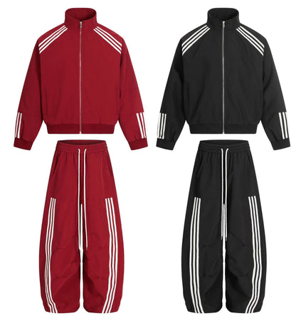 Pleated Three-Stripe Sports Set