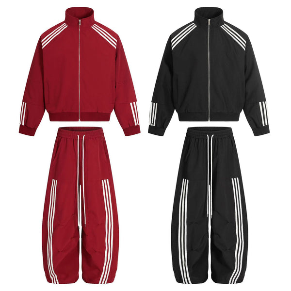 Pleated Three-Stripe Sports Set