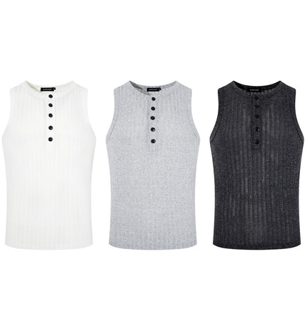 Ribbed Henley Knit Tank
