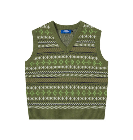Diamond Jacquard Knit Vest