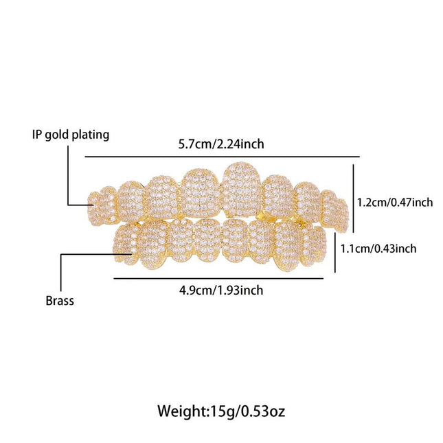 14K Gold-Plated 10-Tooth Grillz Set